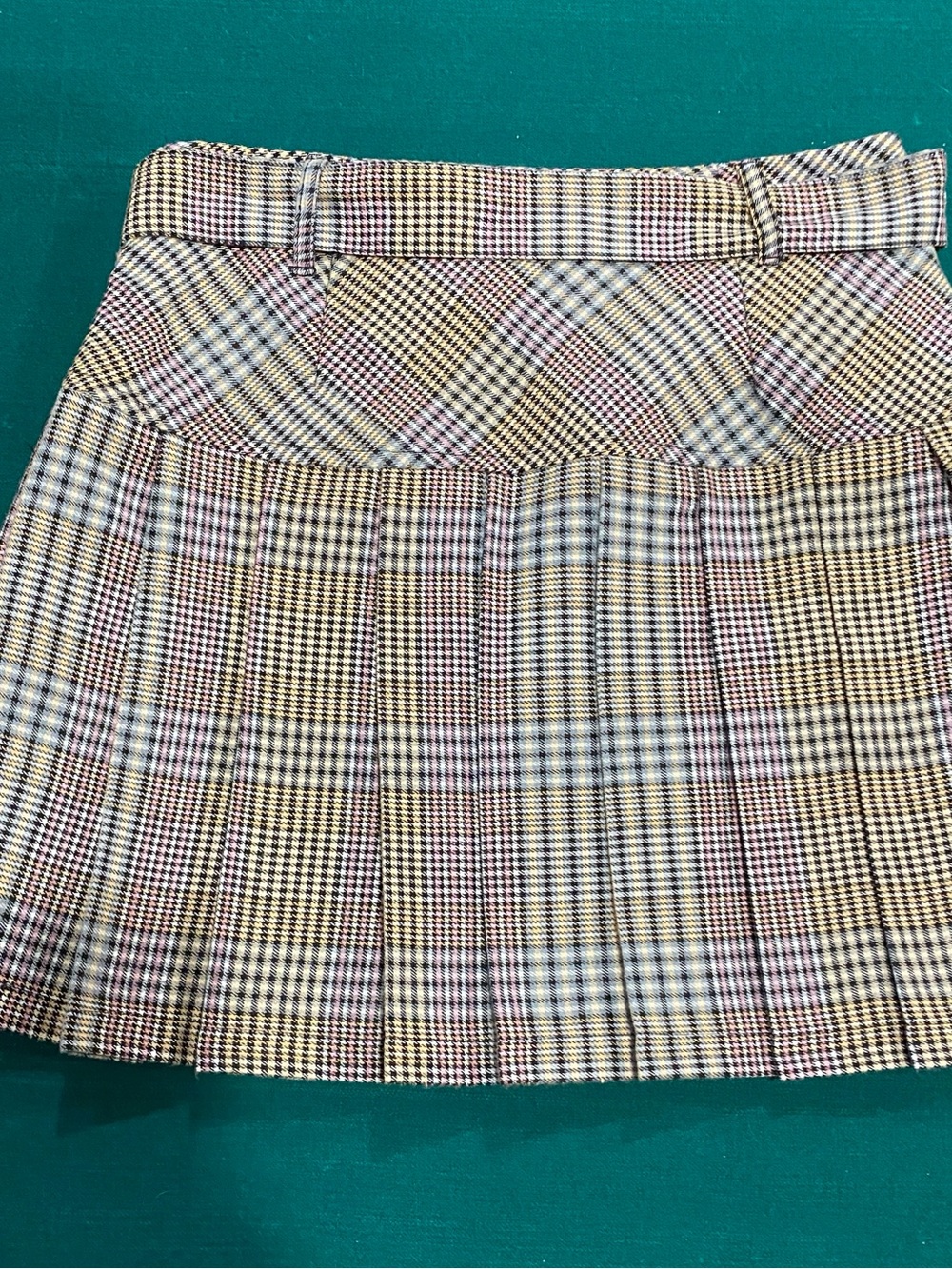 CALI 1850 Plaid Pleated Mini Skirt with Matching Belt - Multicolor - Picture 2 of 8